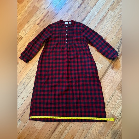 VTG LL Bean Long Flannel Nightgown Women’s Size M/Petite Red/Black Buffalo Plaid - Picture 10 of 12